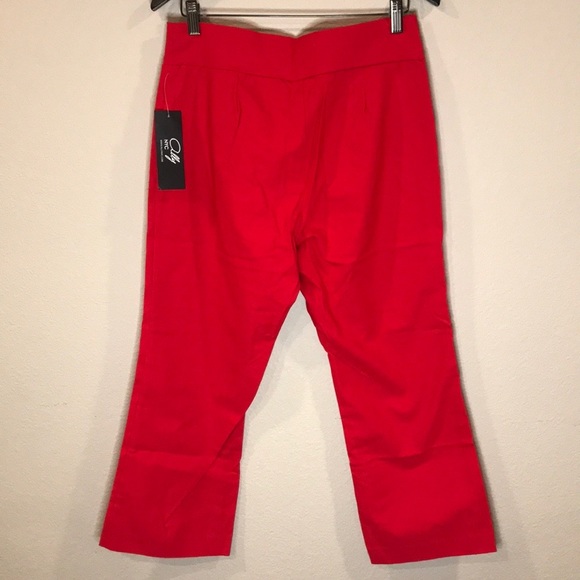 Ally NYC Red Techno Bootcut Capri Pants size 14 - Picture 2 of 11